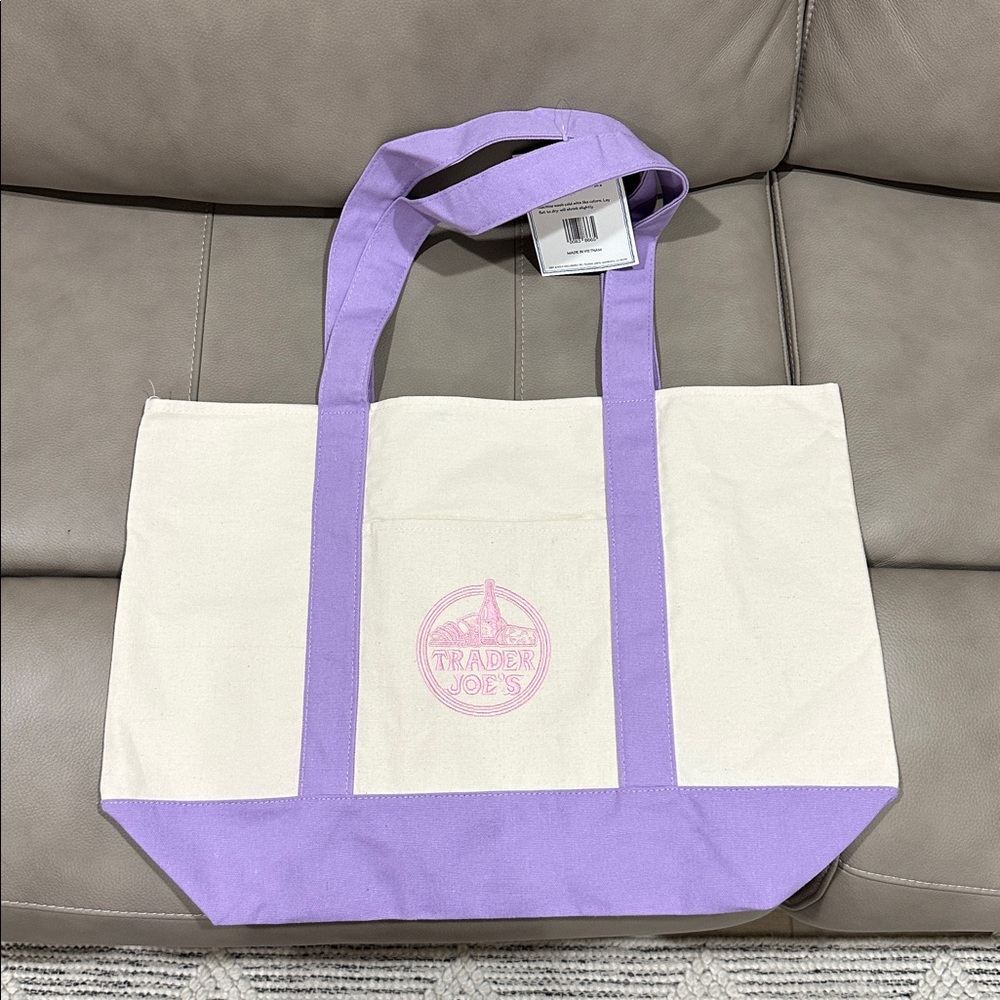 Trader Joe’s Lavender & Cream Canvas Tote Bag